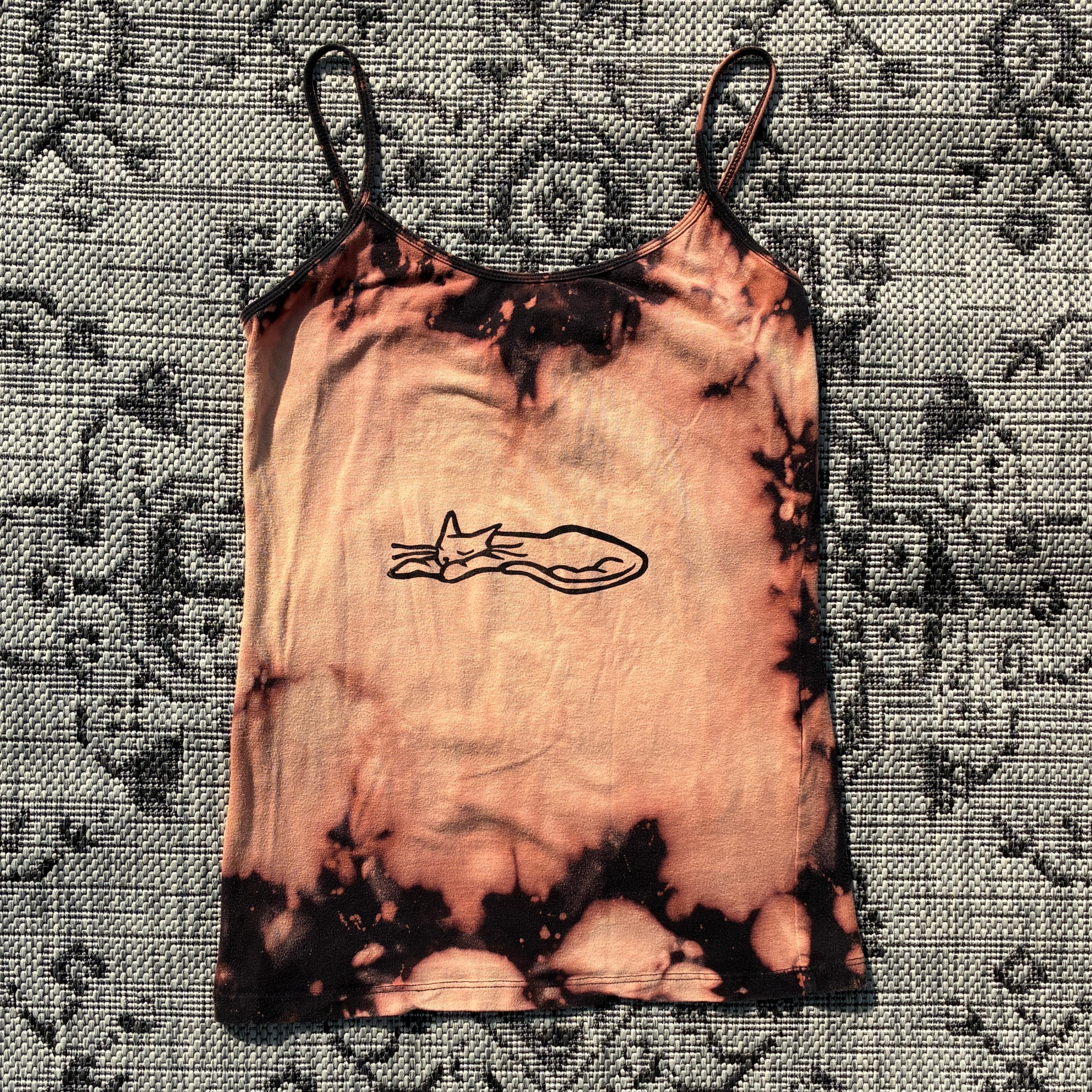 Sleepy Kitty Bleach Dyed Tank Top Medium