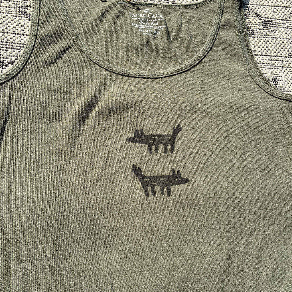 Wolf/Dog Green Tank Top 2X