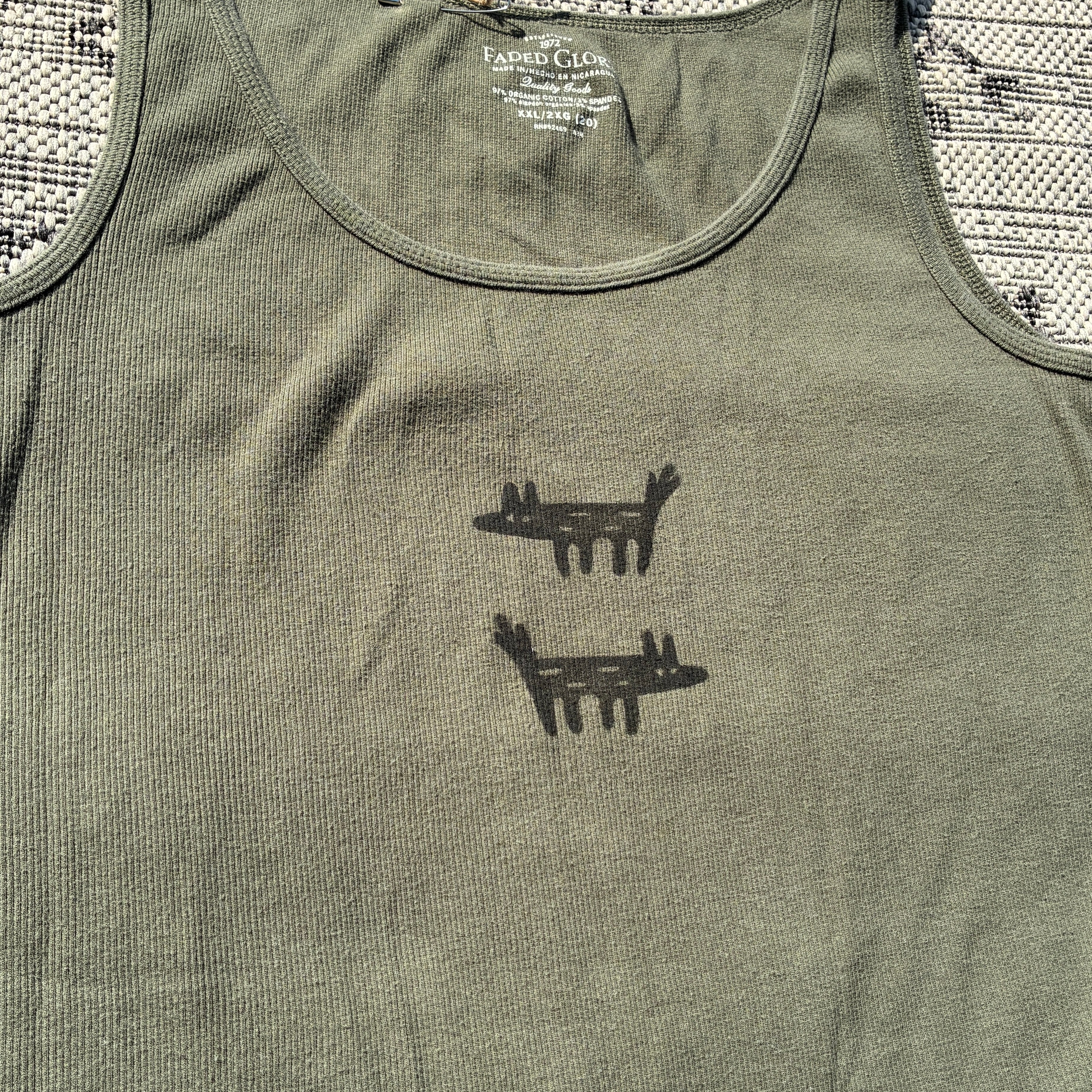 Wolf/Dog Green Tank Top 2X