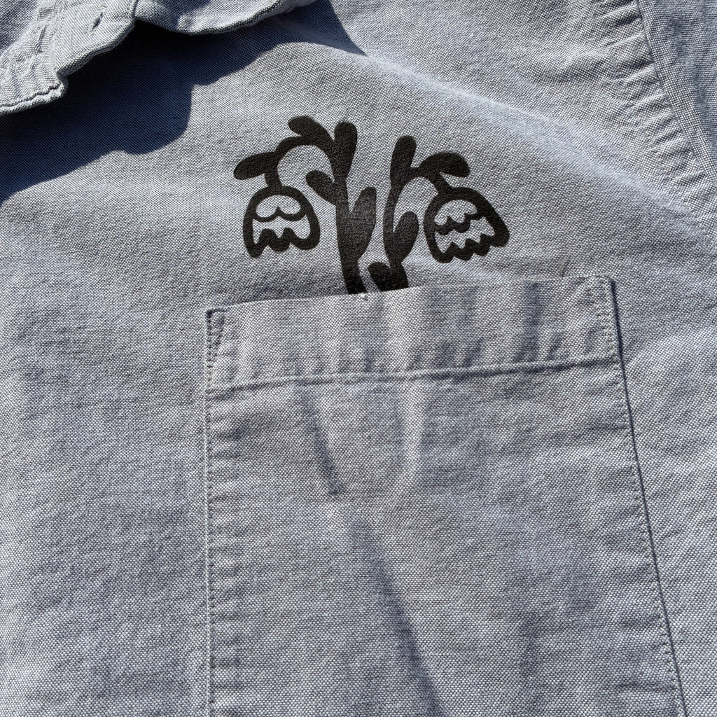 Tulip Pocket Grey Button Up Shirt 2X