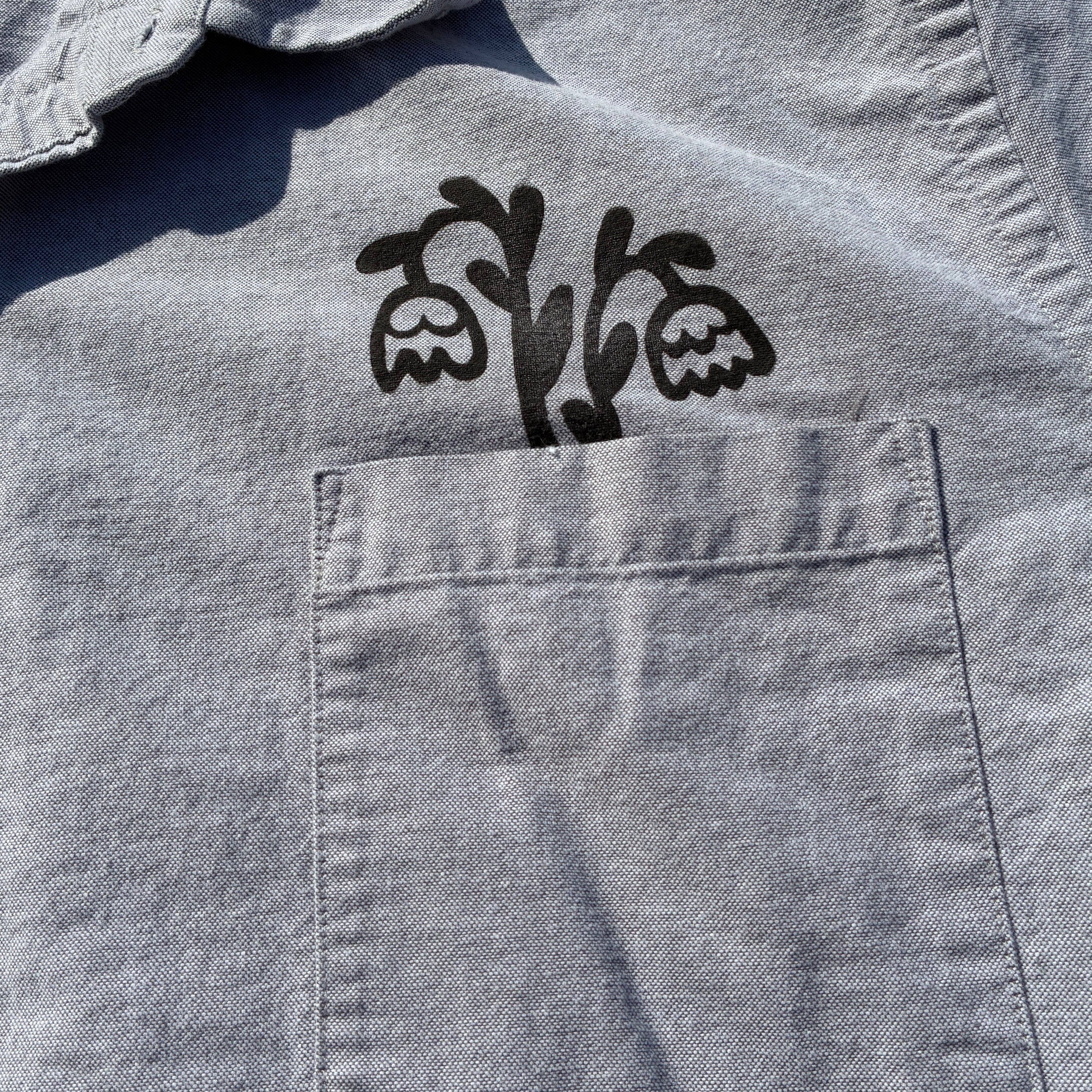 Tulip Pocket Grey Button Up Shirt 2X