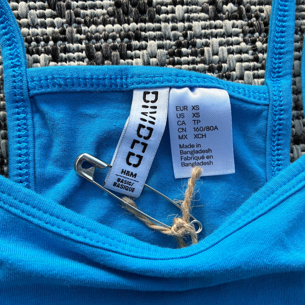 Hang in There Blue Cropped Tank Top XS