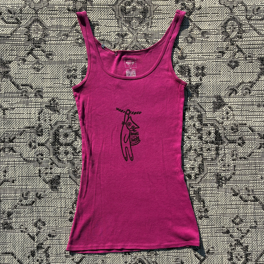 Hang in There Pink Tank Top Medium