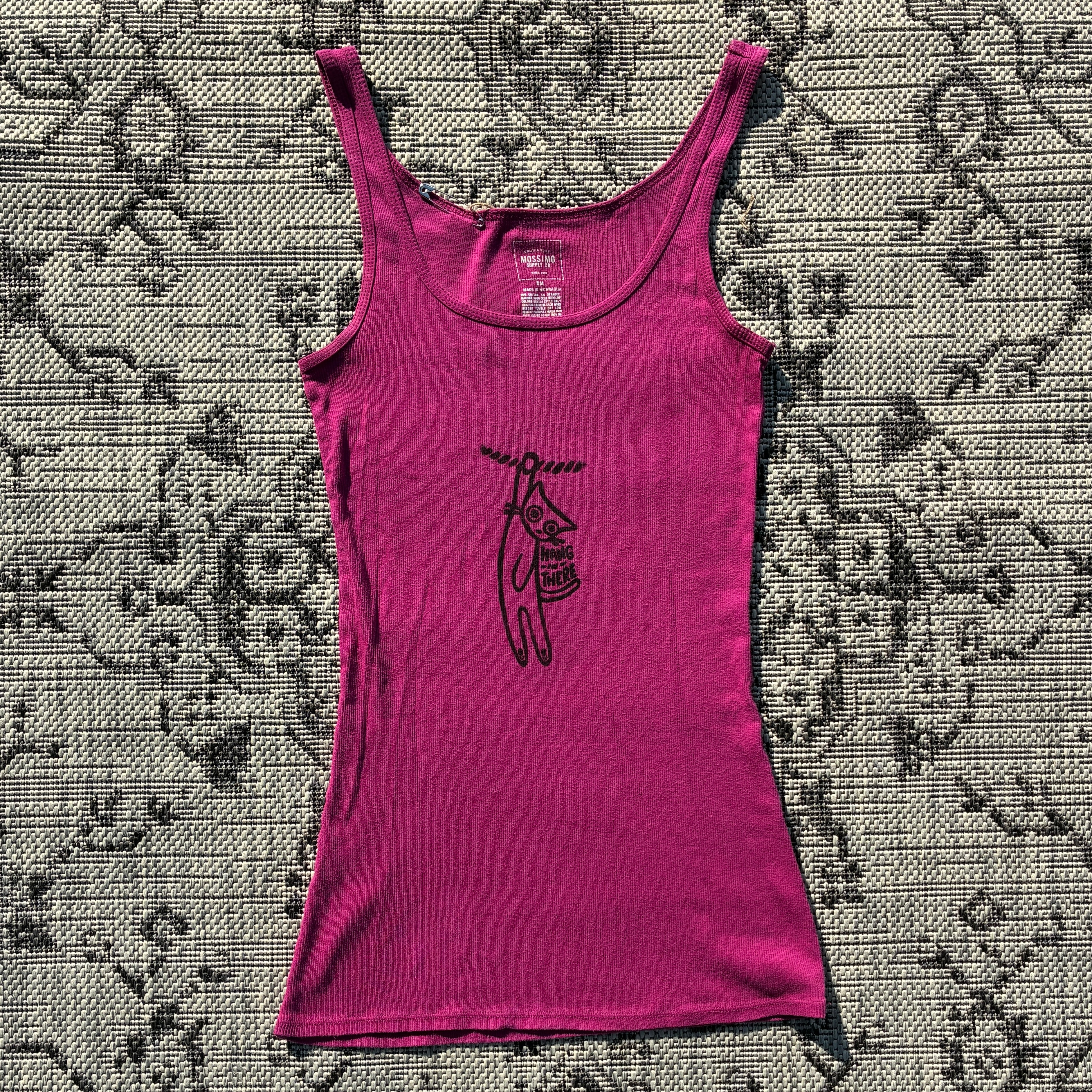Hang in There Pink Tank Top Medium