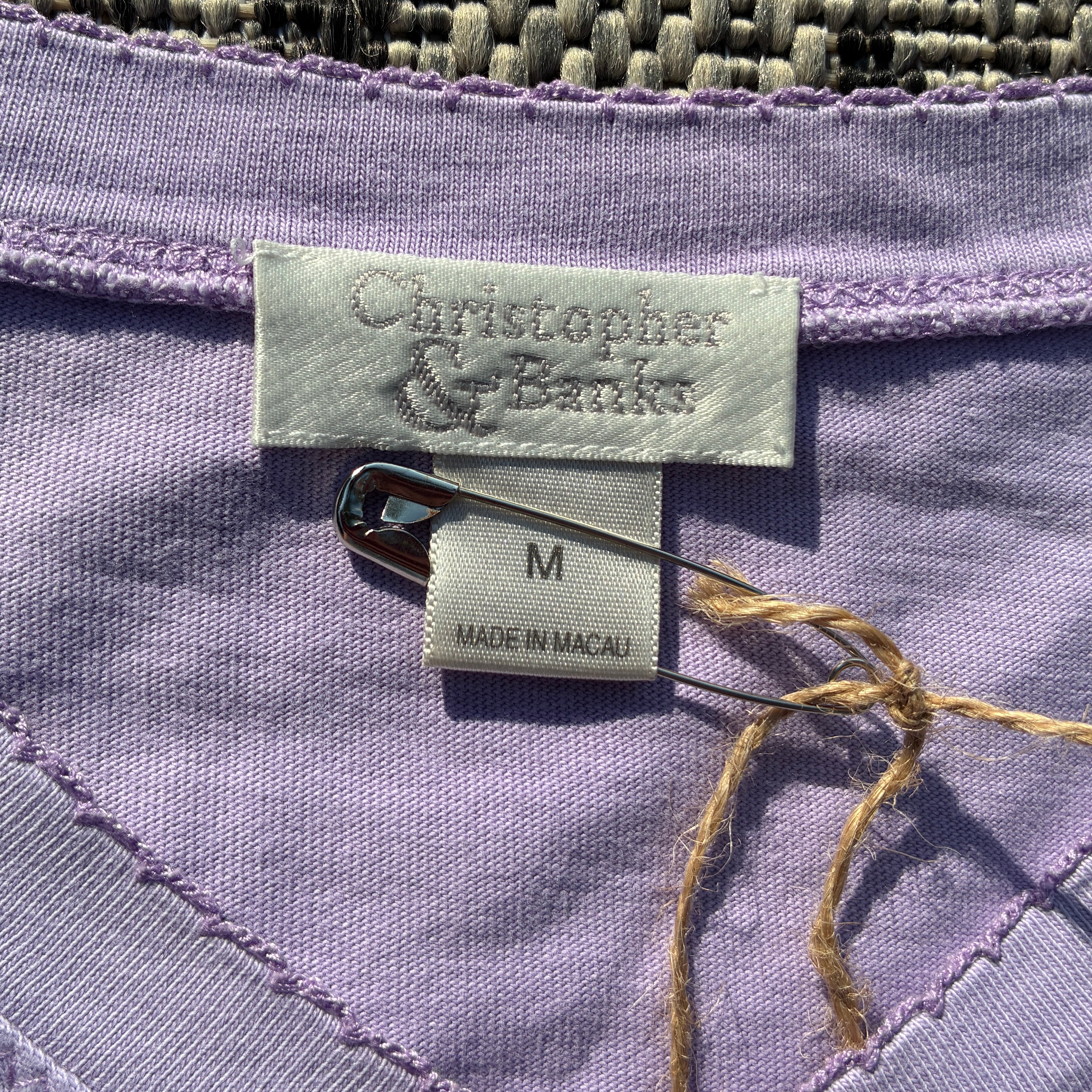 Hang in There Purple V-Neck Tee Medium