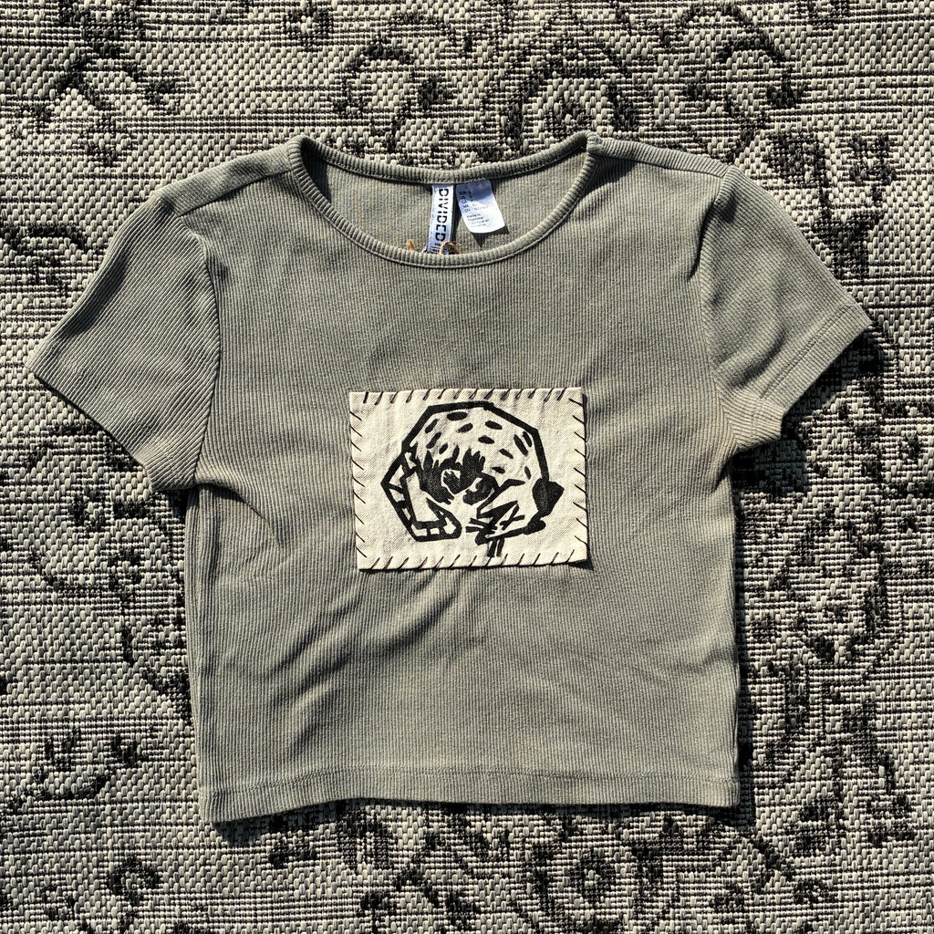 Dead Possum Patch Light Green Cropped Baby Tee Small