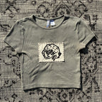 Dead Possum Patch Light Green Cropped Baby Tee Small