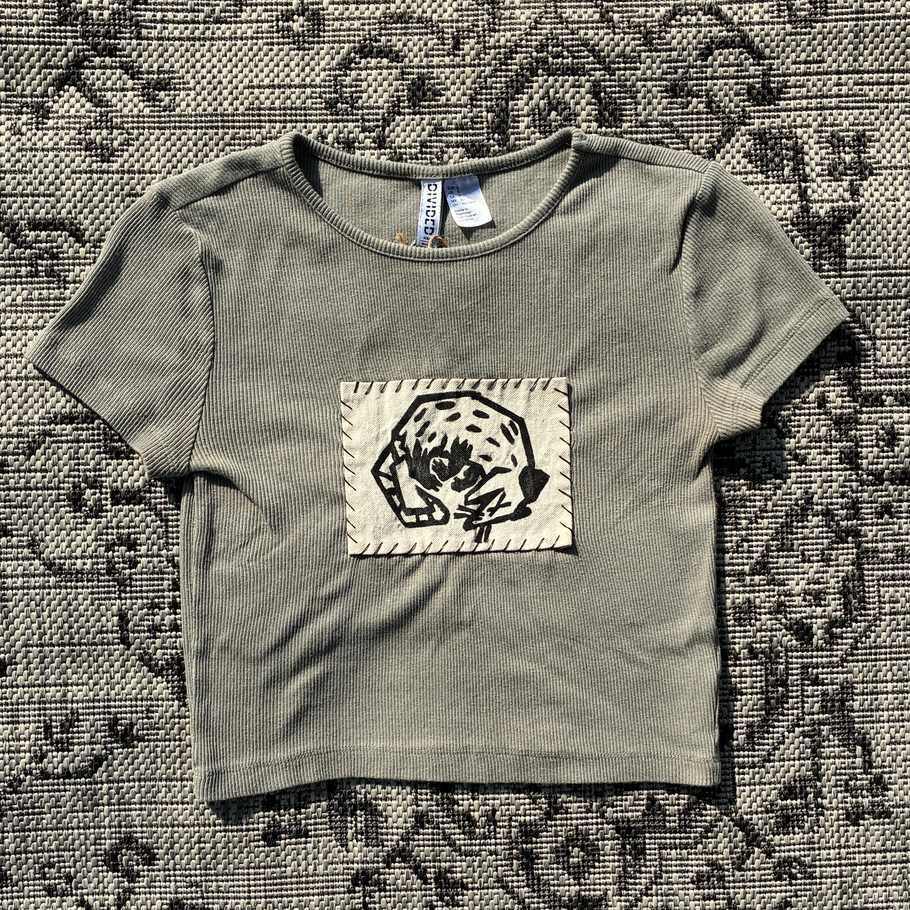Dead Possum Patch Light Green Cropped Baby Tee Small