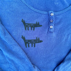 Wolf/Dog Dark Blue Henley 3/4 Longsleeve Tee XL
