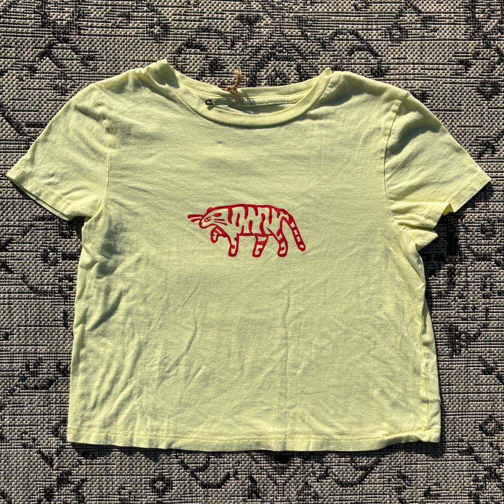 Red Tiger Light Yellow Crop Tee Medium
