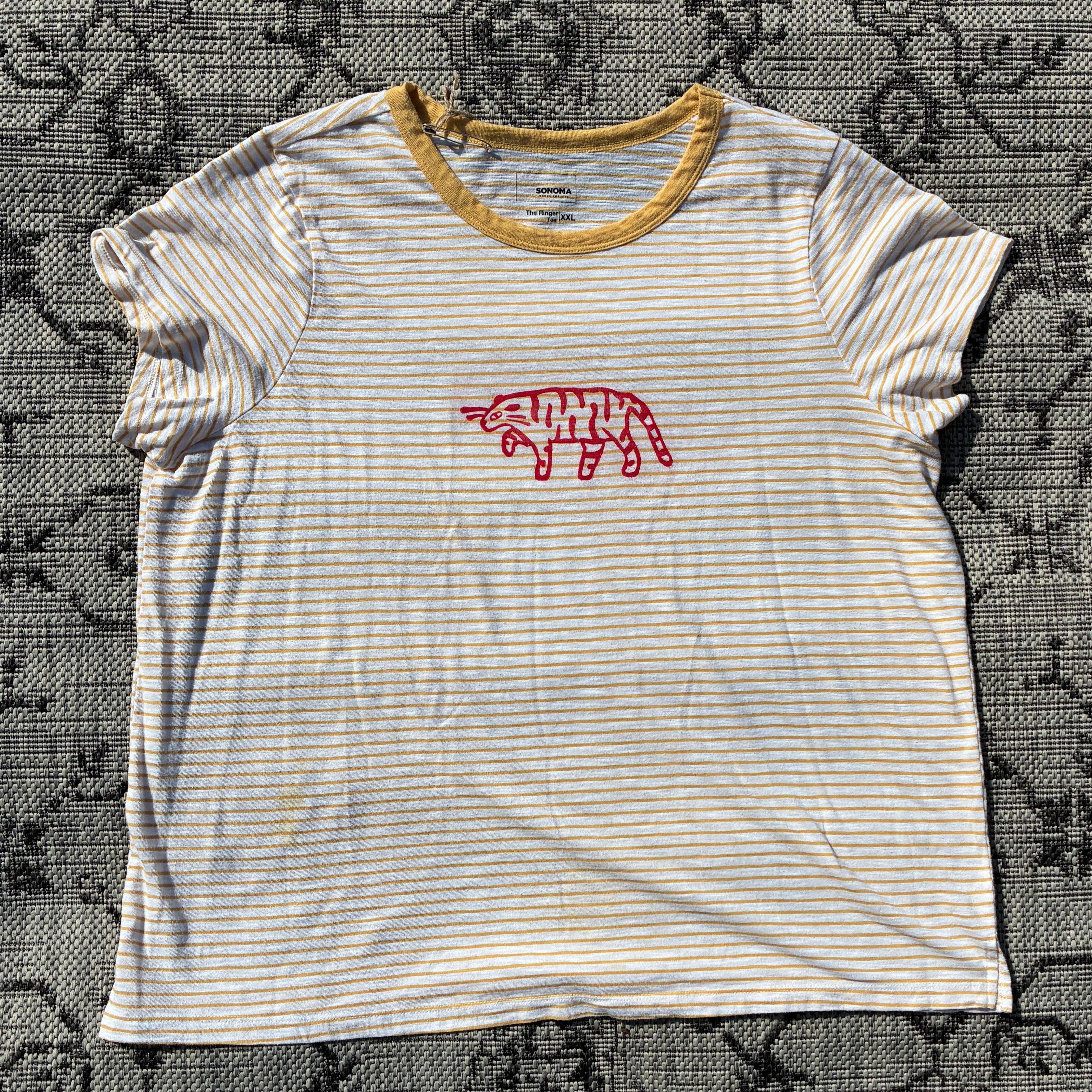 Red Tiger Yellow & White Striped Tee 2X