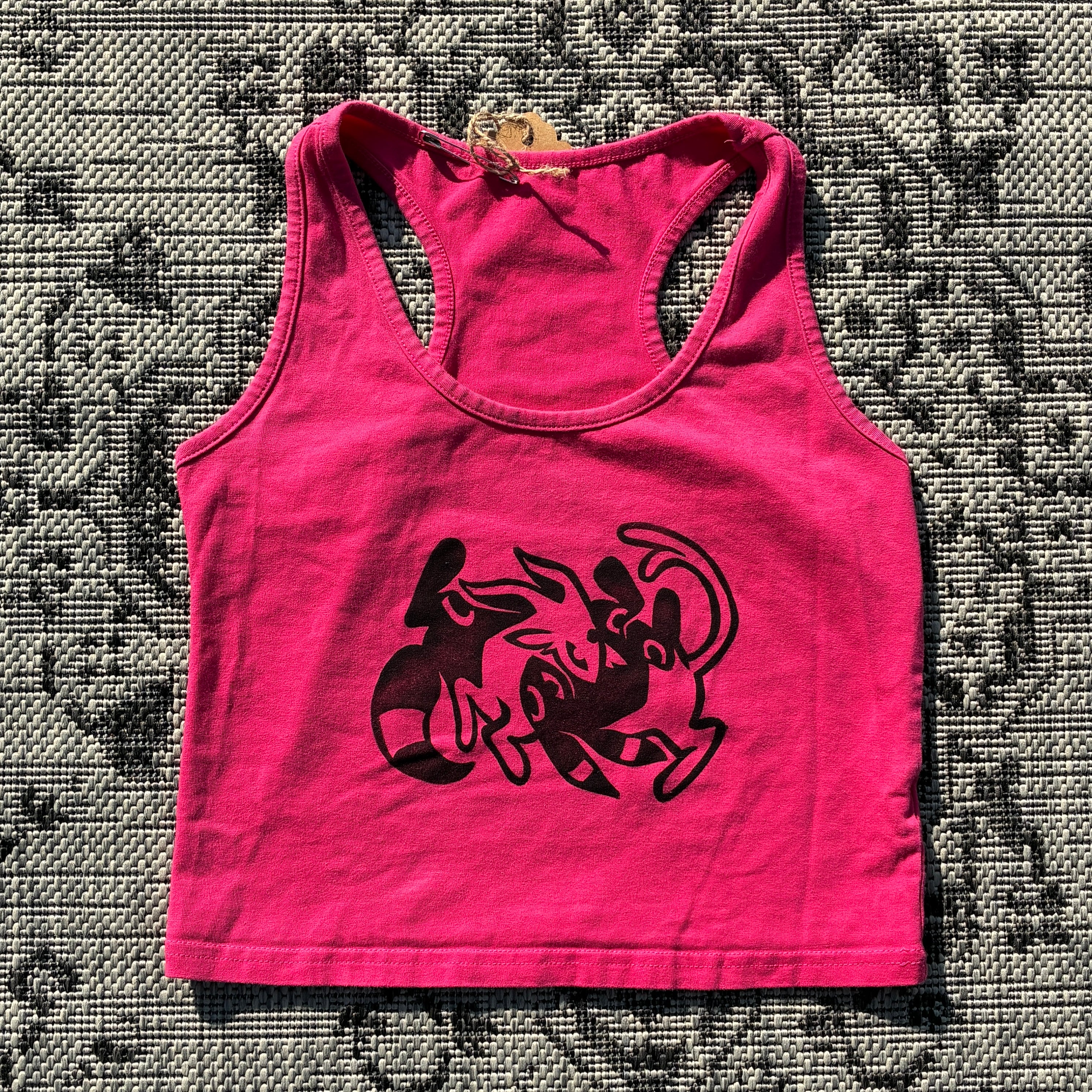 Sun/Moon Pink Cropped Tank Top Medium