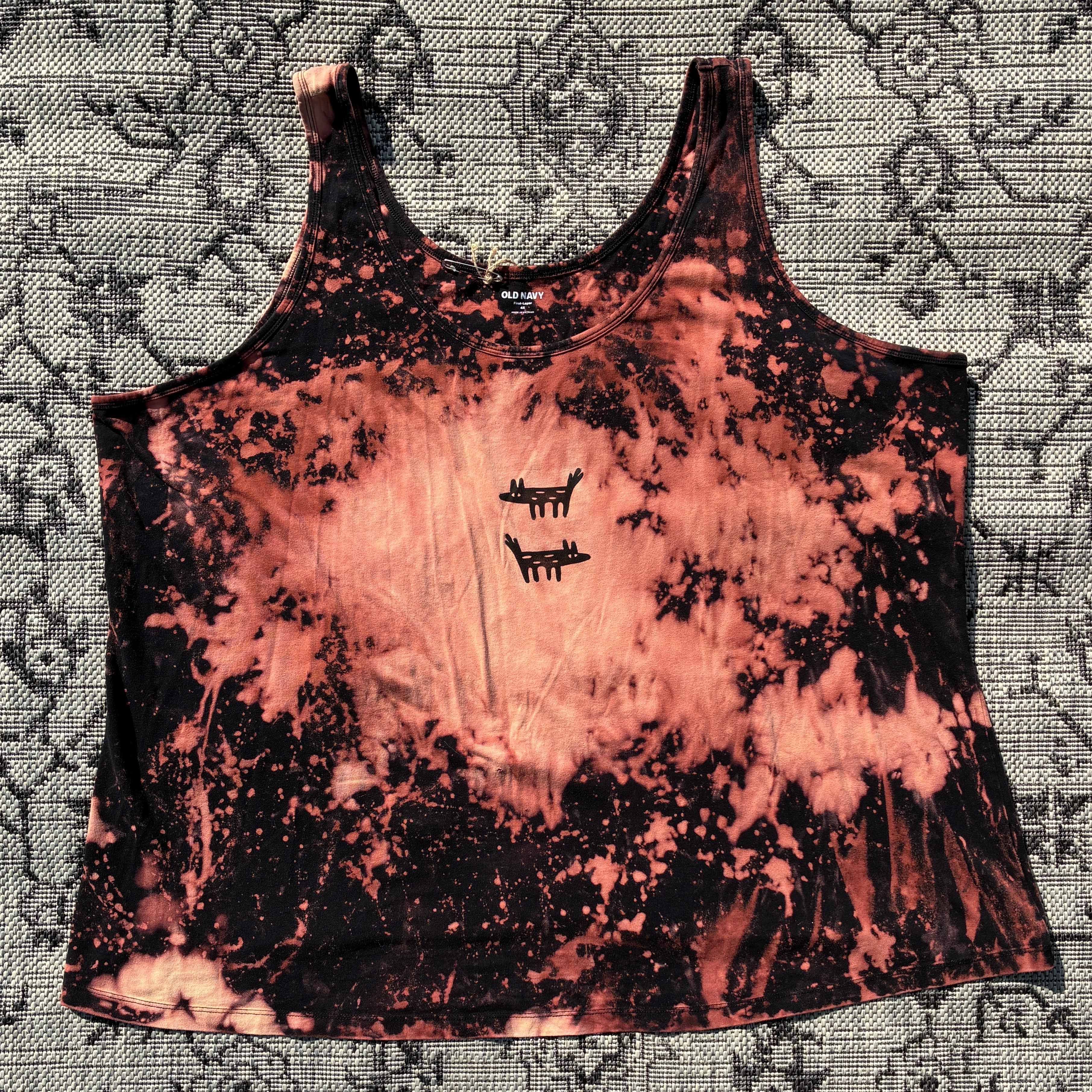 Wolf/Dog Bleach Dyed Tank Top 4X