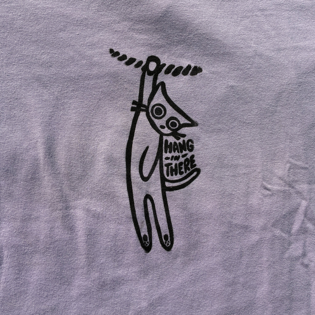 Hang in There Purple V-Neck Tee Medium
