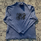 Sun/Moon Grey Blue Mock Neck Longsleeve Medium
