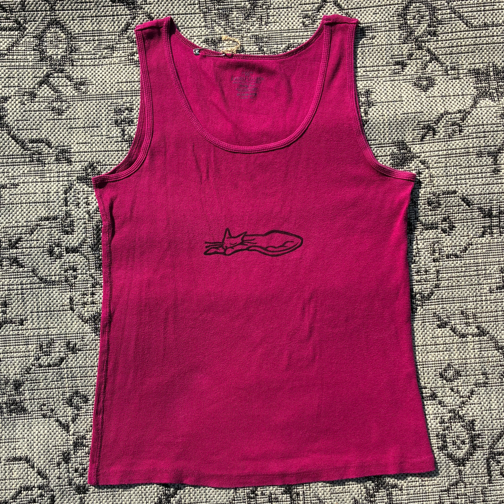 Sleepy Kitty Pink Tank Top 3X