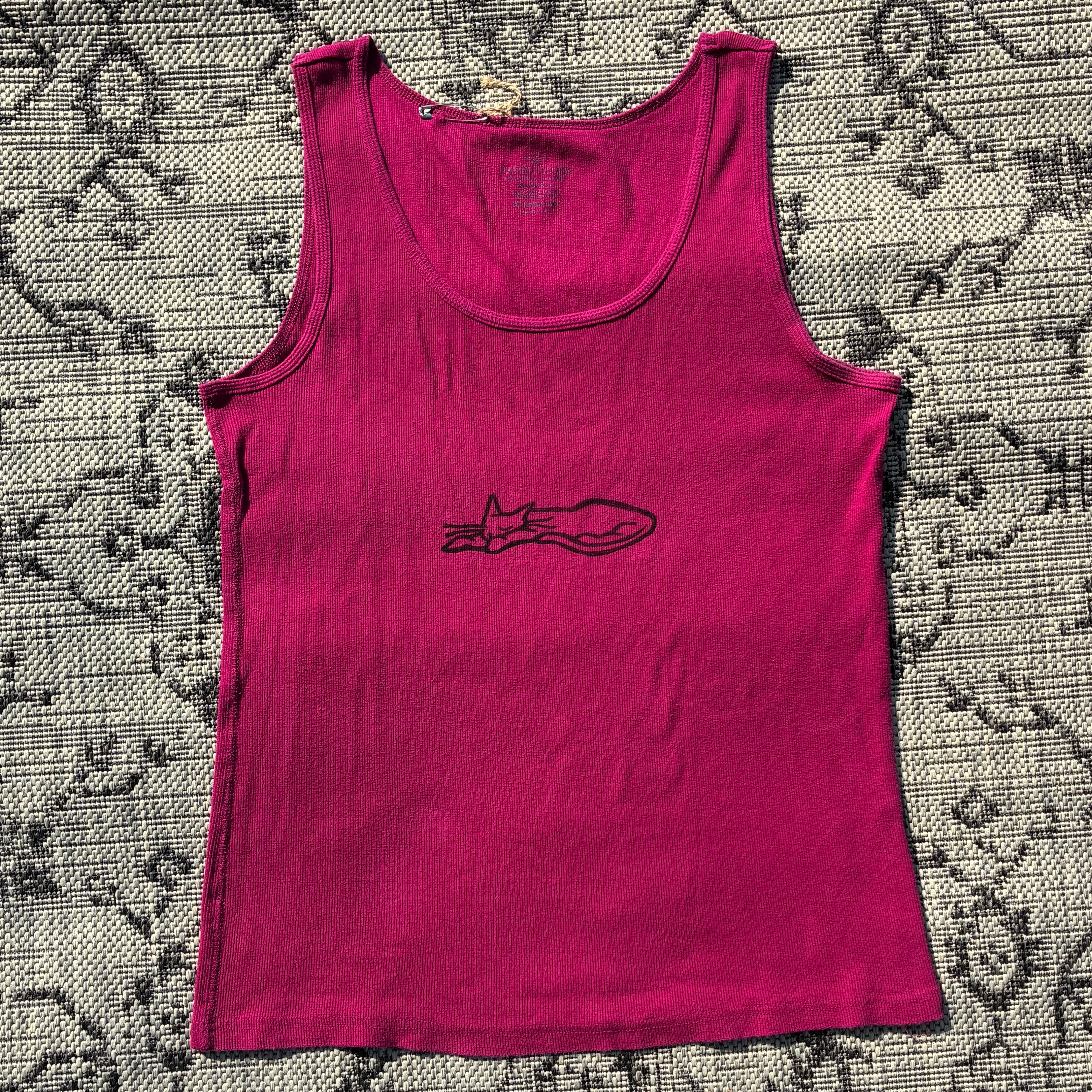 Sleepy Kitty Pink Tank Top 3X