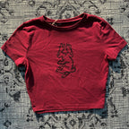 Two-Headed Rabbit Red Cropped Tee Small