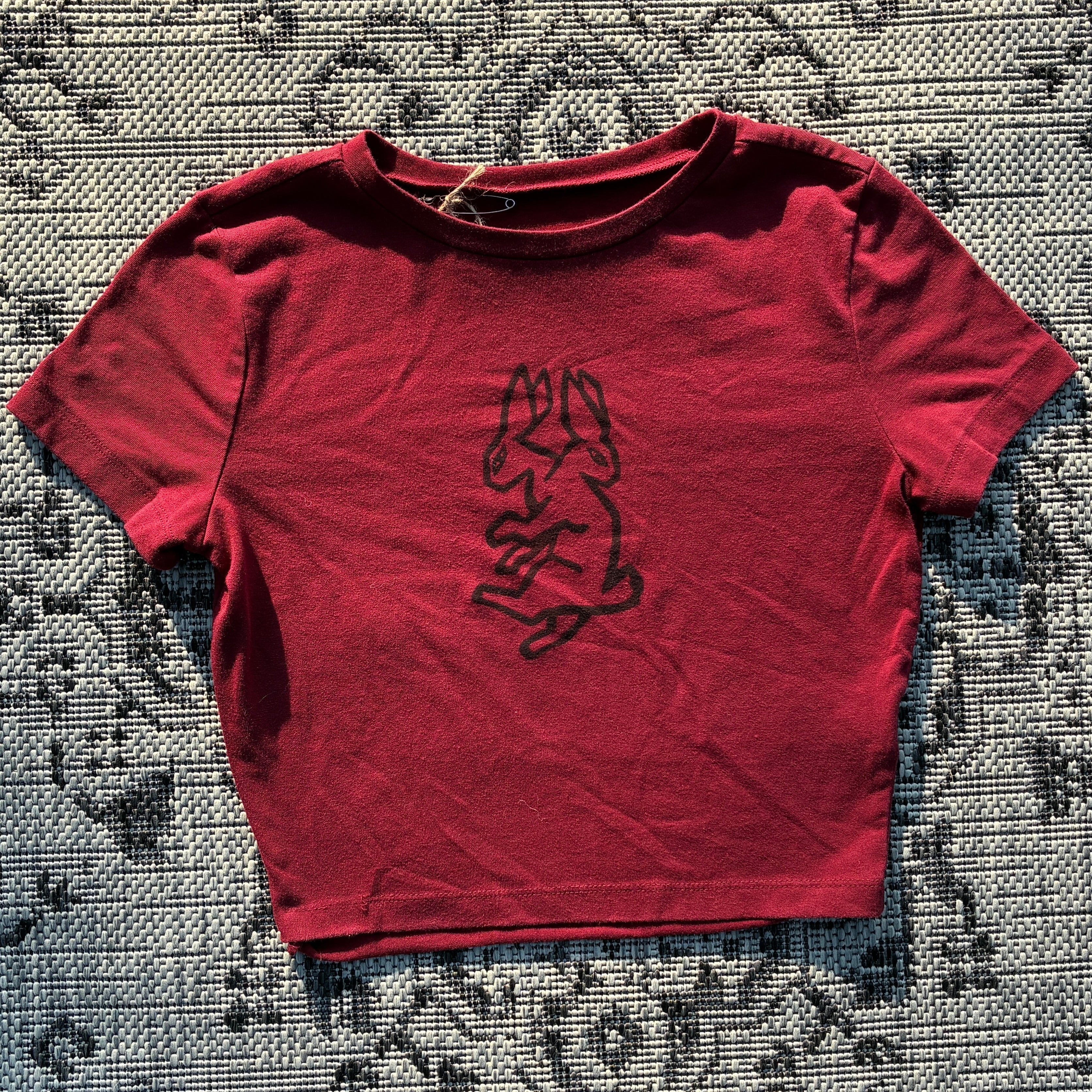 Two-Headed Rabbit Red Cropped Tee Small