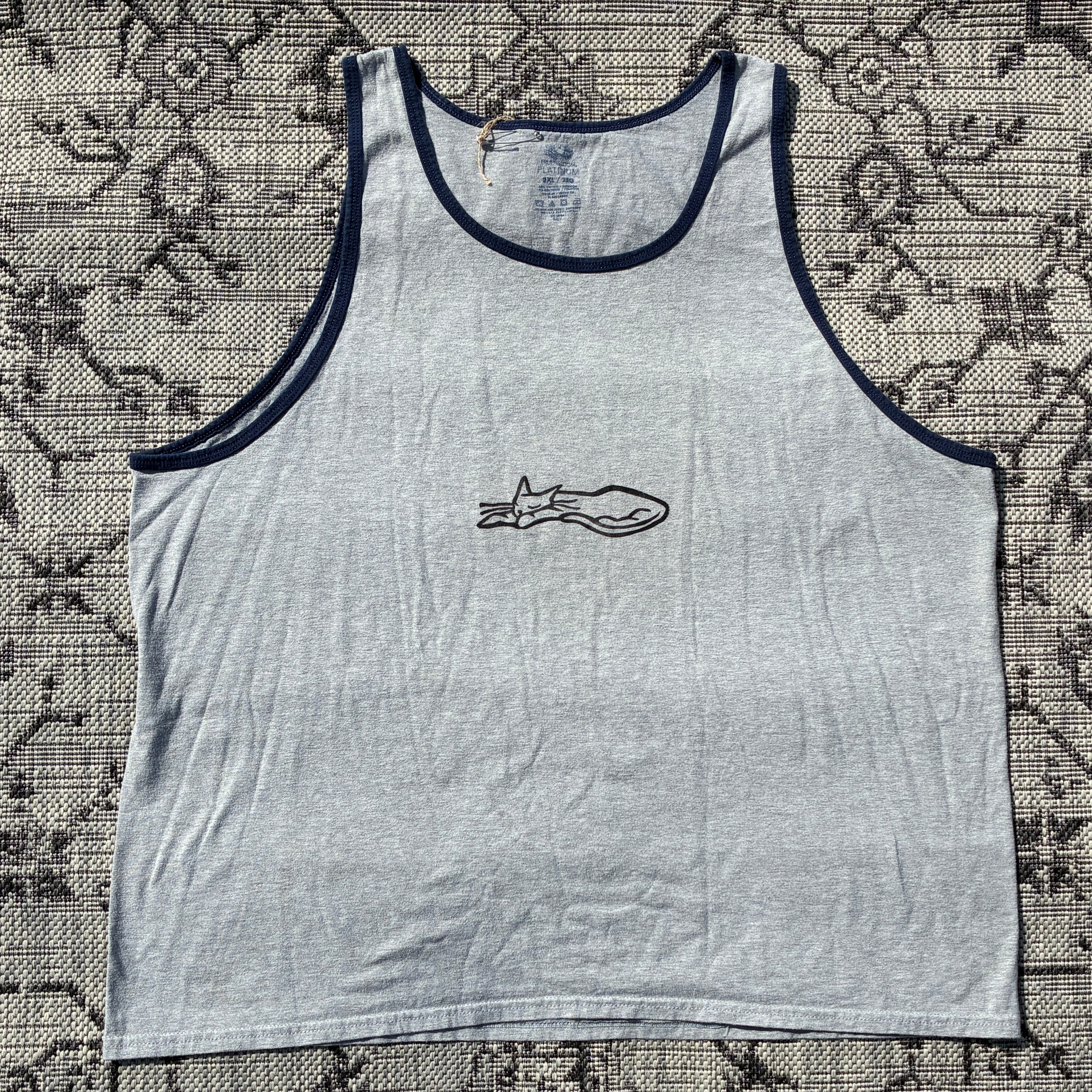 Sleepy Kitty Grey Tank Top 2X