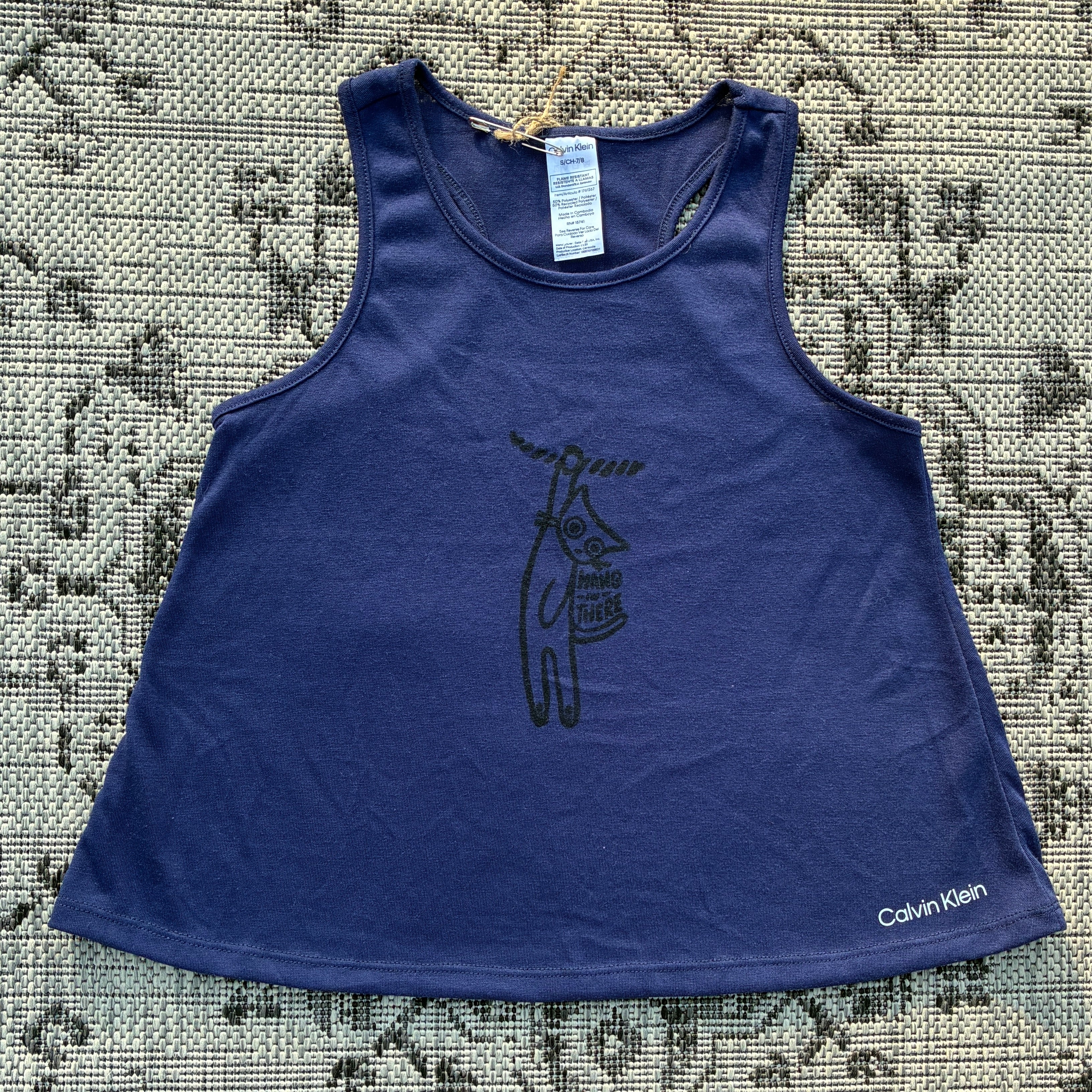 Hang in There Dark Blue Tank Top Small