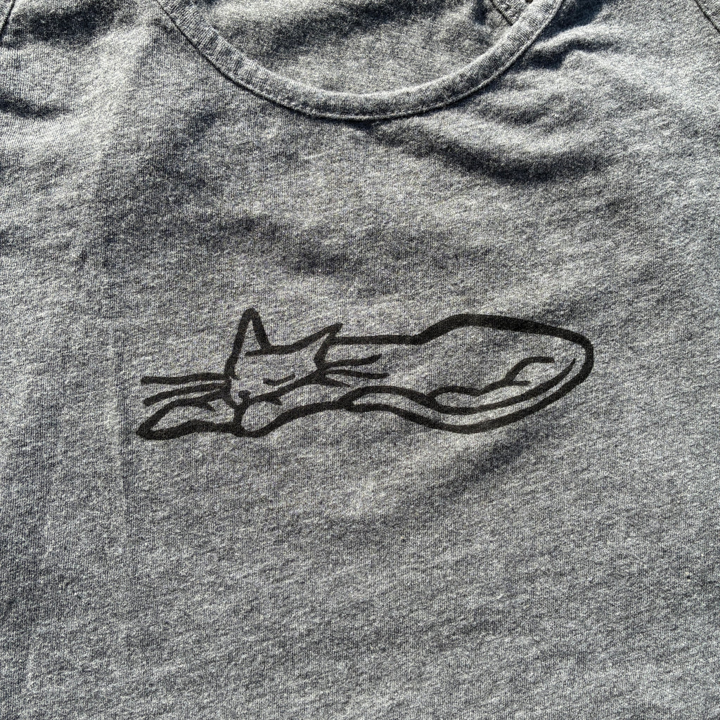 Sleepy Kitty Grey Cropped Tank Top Medium